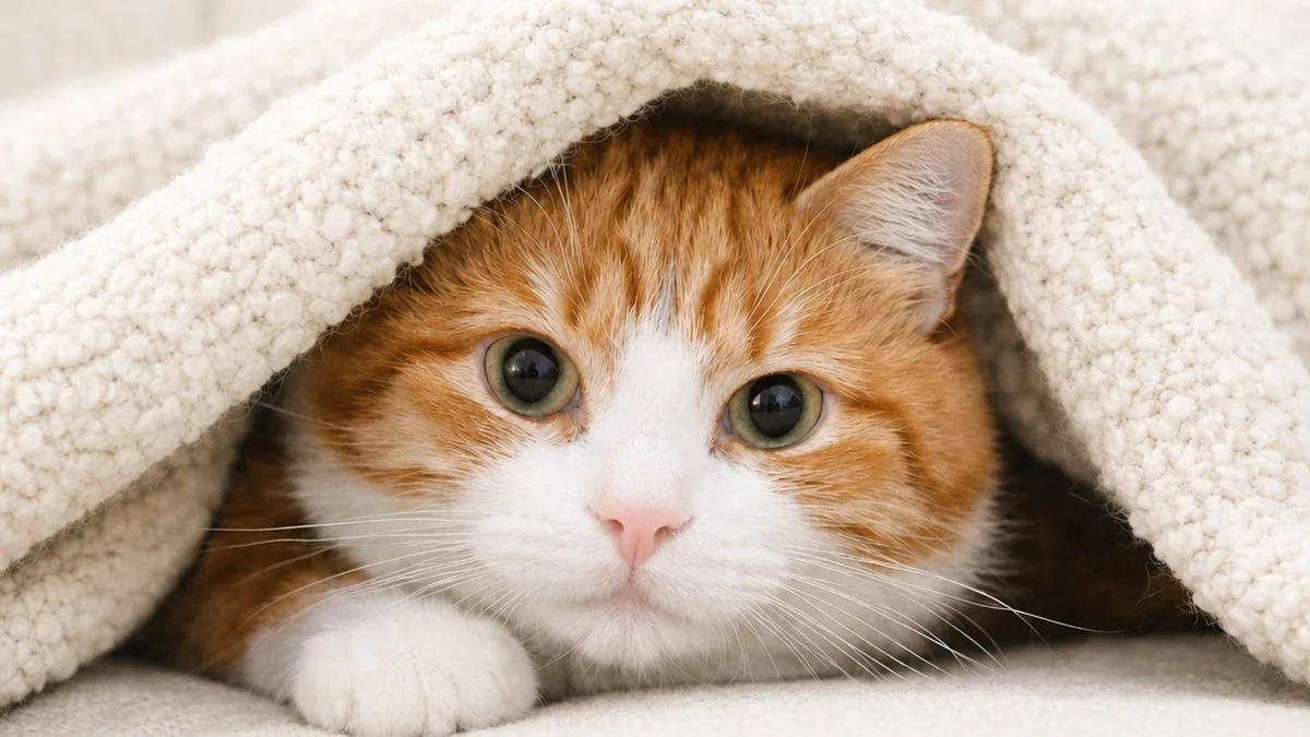 Katze verkriecht sich unter der Decke